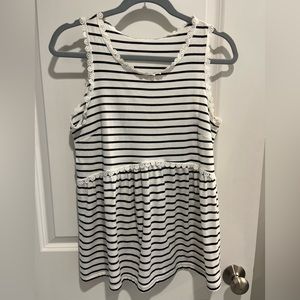 Black & White Striped Babydoll Top